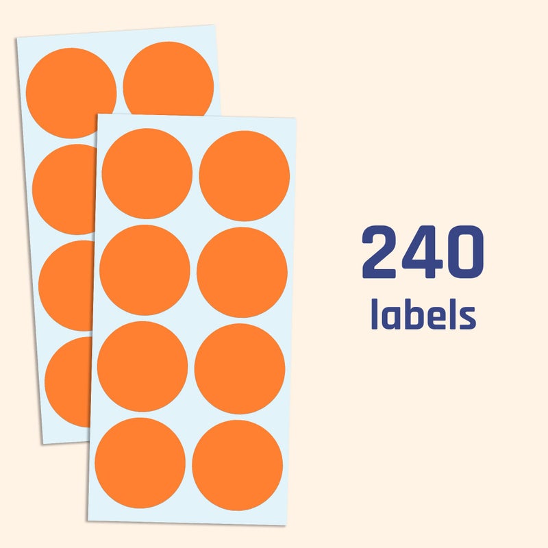 TownStix 2" Round Color Coding Circle Sticker Labels - Orange, Pack of 240 - Image 4